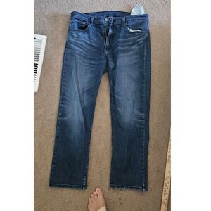 Levis 502 Regular‎ Taper Dark Wash Raw Hem Jeans Mens 36x30 (Actual 37x28)
